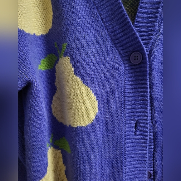 Forever 21 - NWOT - Purple Pear Button Up Cardigan - Size M - Picture 5 of 6